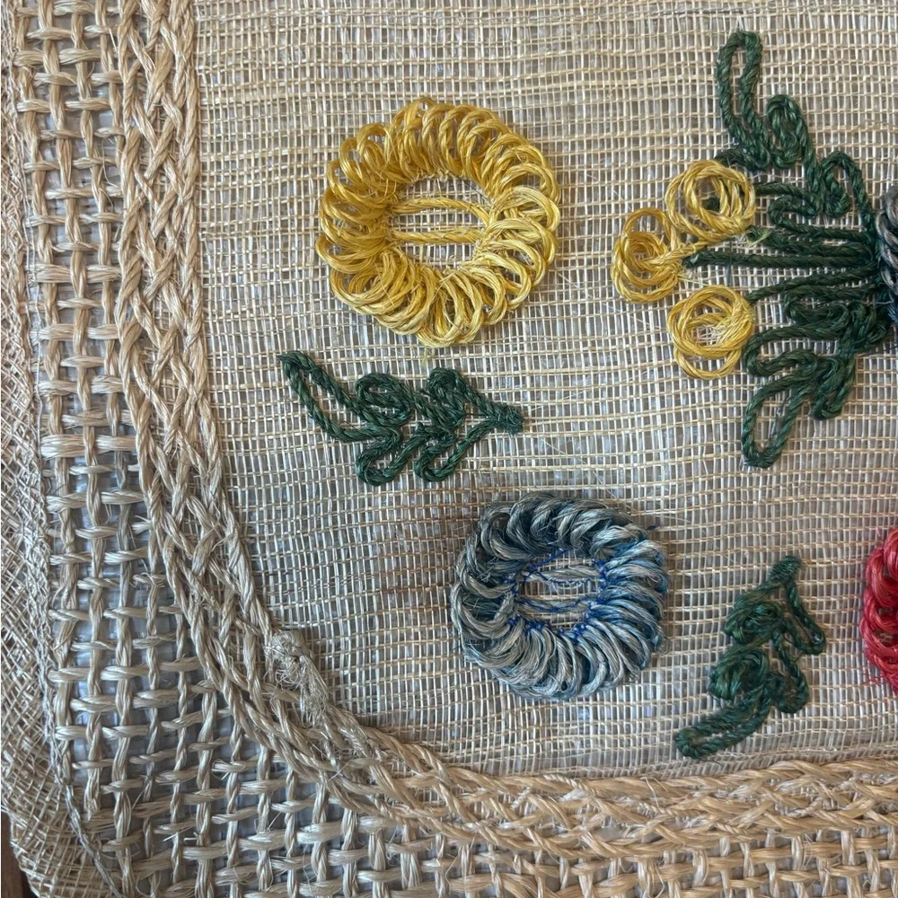 Natural Straw Tote with Multicolor Floral Embroidery - Picture 5 of 6